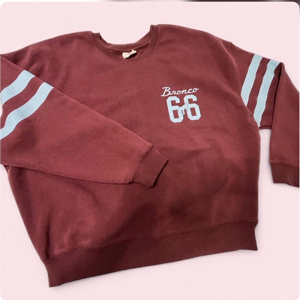 Ford Maroon Crewneck Sweatshirt with Light Blue Stripes